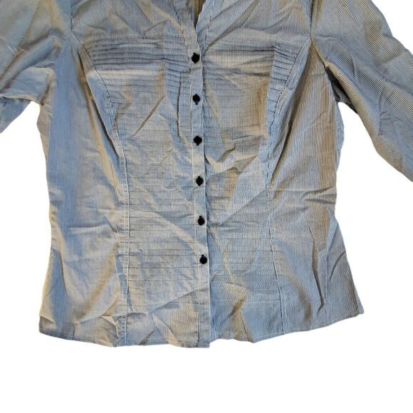 Kim Rogers black white striped collared 3/4 sleeve career top sz XL - Picture 5 of 16